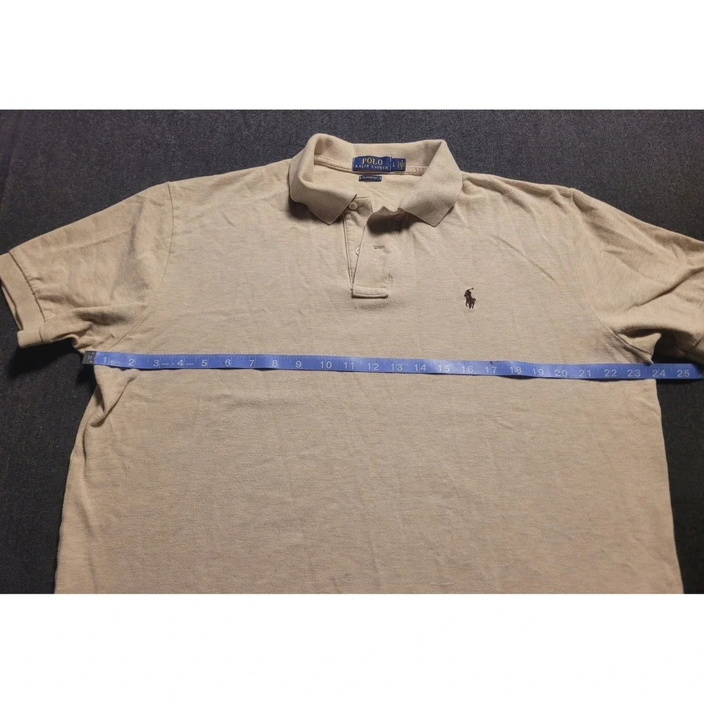 Polo Ralph Lauren Shirt Mens Size Large Beige Brown Pony Short Sleeve 100%Cotton